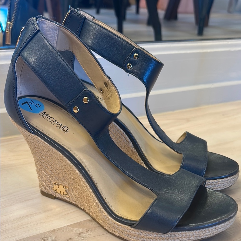 Michael Kors Blue Wedge Sandals